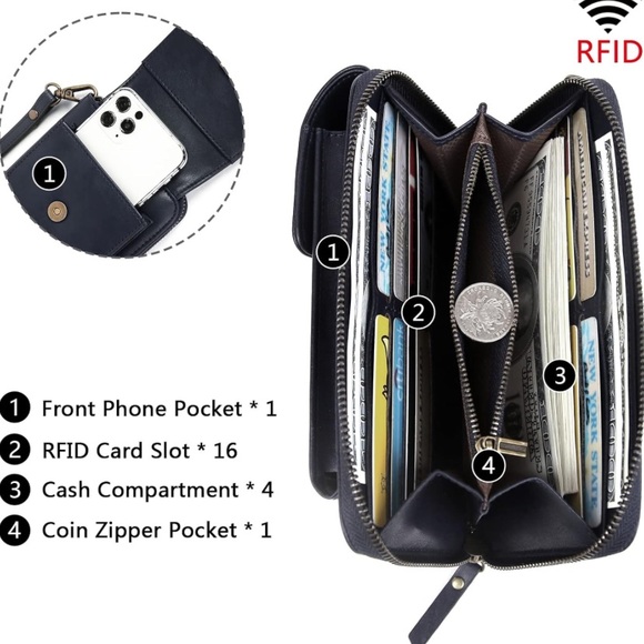 NWT Pearl Angeli Small Crossbody leather Phone Bag/ Women Wallet Cellphone pouch - Picture 6 of 10